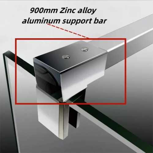 (900x1900mm) Walk In Enclosure Shower Screen With Support Bar 2