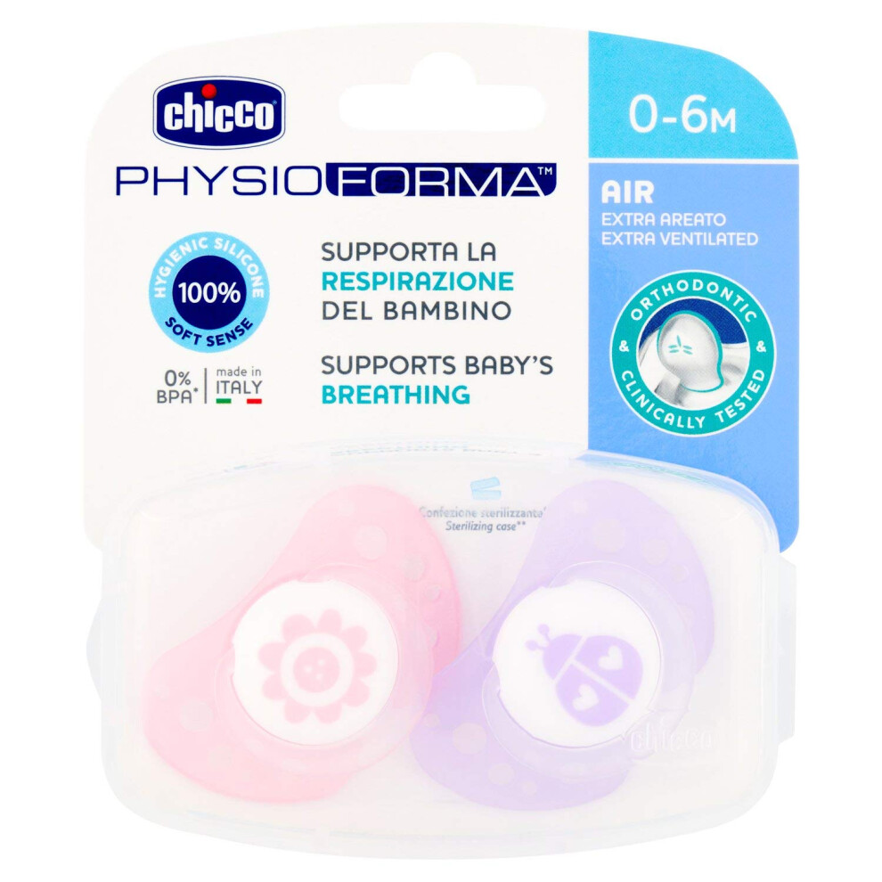 PhysioForma Air Dummy, Baby Dummy 0-6 Months with Silicone Teat, Pack of 2, Dummy Supports Physiological Breathing and Promotes Correct Development of