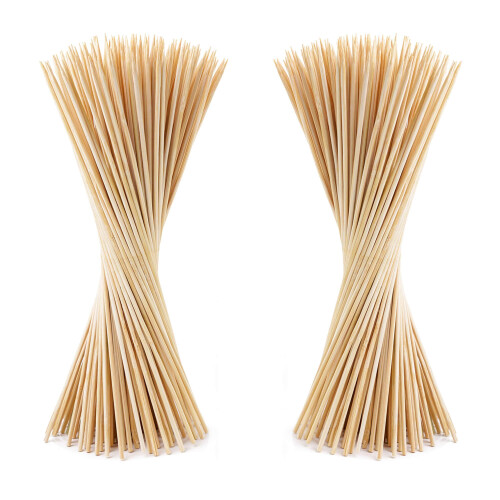 150 Bamboo Skewers 26cm in Length Wooden Skewers Sticks for BBQ, Cocktail, Shish Kabobs, Chocolate FountainParty Essentials