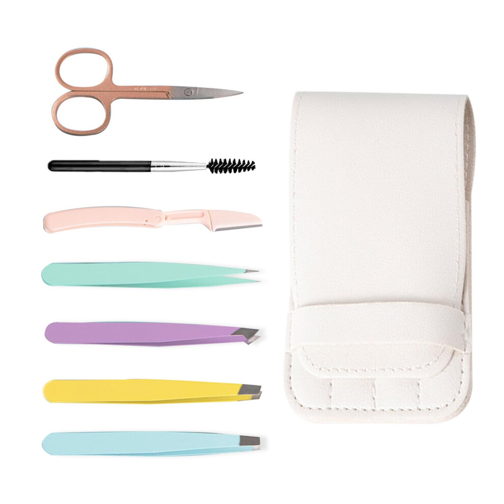 Tweezers for Facial Hair Women 7Pcs, Professional Stainless Steel Eyebrow Tweezers Kit for Man & Women, Tweezers Set for Eyebrow/Ingrown