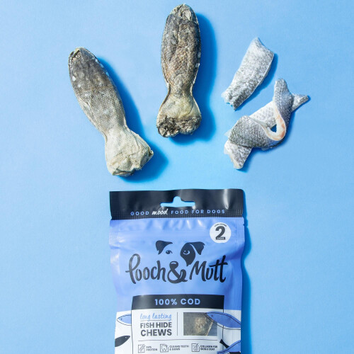 Pooch & Mutt - Cod Hide Chew Treat, Long Lasting Fish Hide Chews for Reward, 90g (2 chews) 1