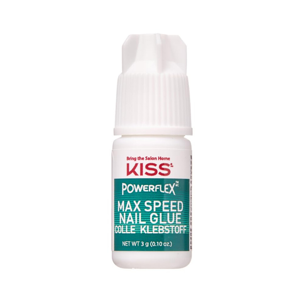 Kiss Powerflex Maximum Speed Nail Glue For Press On Nails, Super Strength Flex Formula Nail Adhesive, Includes One Bottle 3G (0.10 Oz.) With Twist-Off Cap