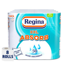 XXL Absorb Kitchen Roll - 8 Rolls | 75 Extra Large Sheets per Roll |2 Layers for Increased Absorbency | for Extra Big Spills | FSC Certified Product