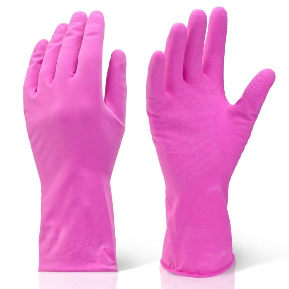 Extra Large Pink Industrial Cleaning & Washing Up Rubber Gloves - XL. Comes With TCH Anti-Bacterial Pen!-image-OPC-PFSRFRD-NEW