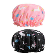 2 Pcs Unicorn Shower Caps Double-Layer Shower Cap Cute Girl Shower Cap With Elasticity Children's Shower Caps (Random Color)