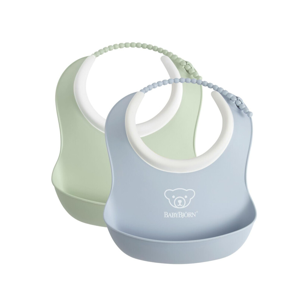 Small Baby Bib, 2-pack, Powder green/Powder blue