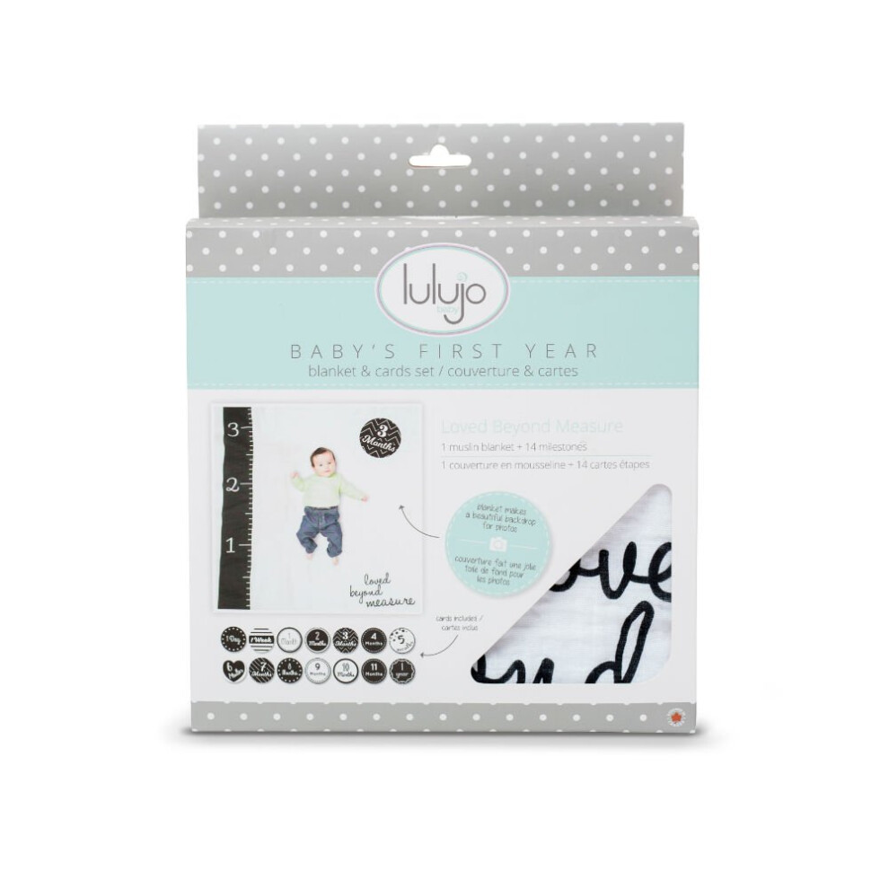 Baby's First Year Milestone Blanket And Cards Set, Loved Beyond Measure Lulujo