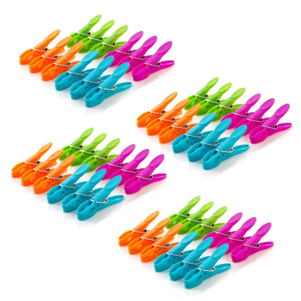 48PCS Clothes Pegs For Washing Line, Beach Towel Clips Washing Pegs, Plastic Laundry Pegs Washing Clothes Clip, for Garden, Sunbeds Sun Loungers Pool