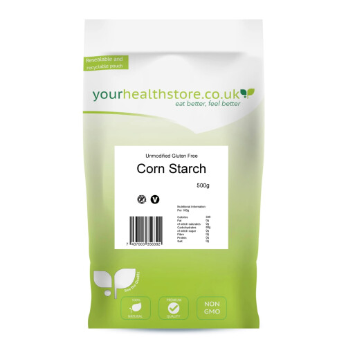 Unmodified Corn Starch 500g, Gluten Free, Non GMO.