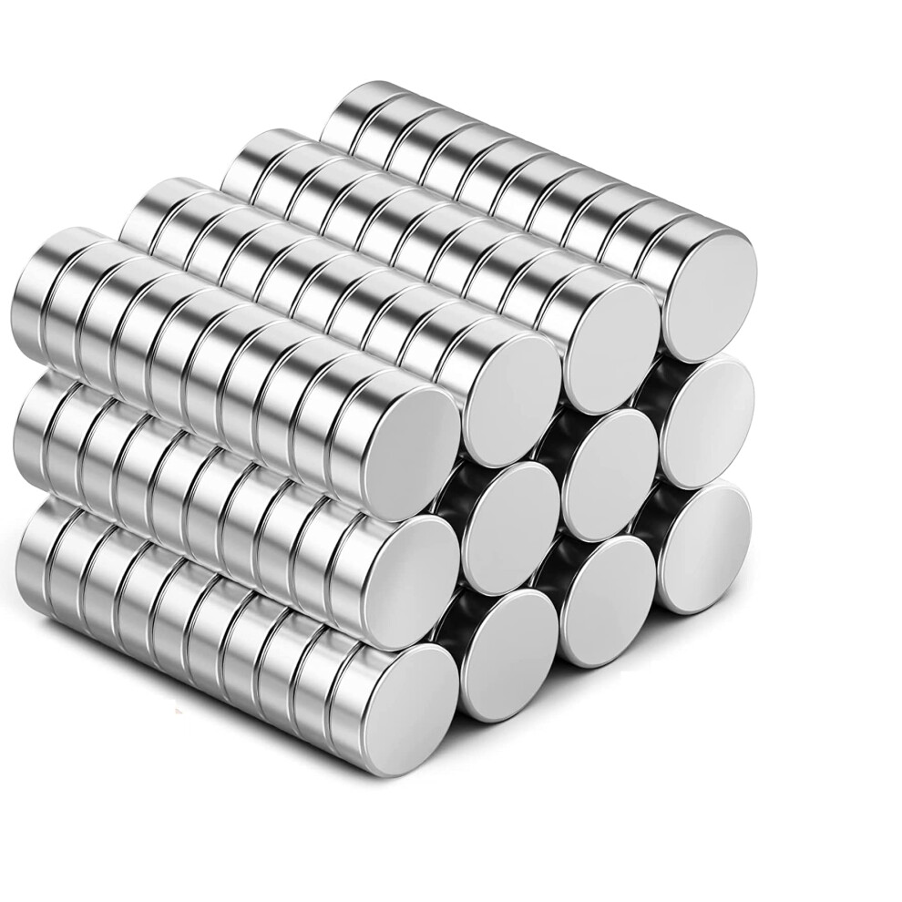Watell 40 Pcs Neodymium Magnets 6X3mm - Strong Magnets For Whiteboards, Fridge, Office & Home, Classroom & Crafts Silver