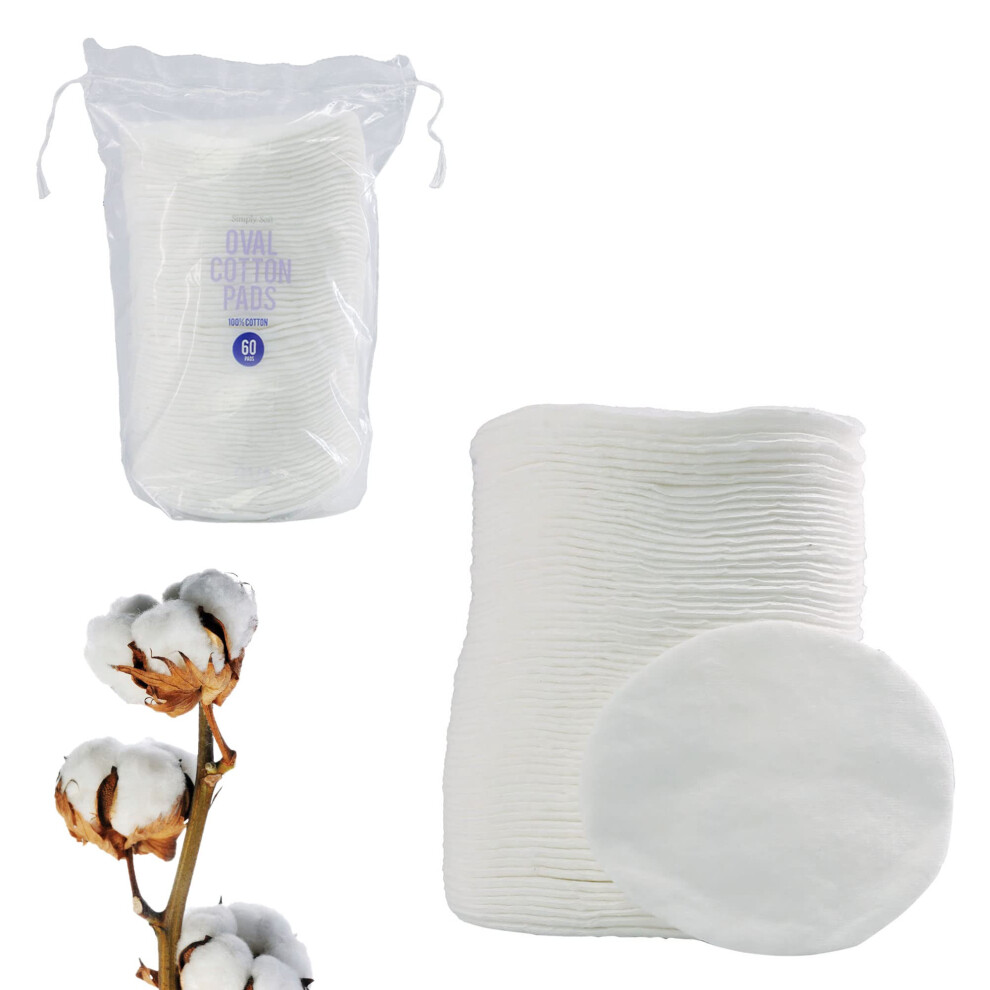 D.a.y. Republic 60 Great Value Cotton Ovals For Applying Creams And Lotions On Skin And Face, Great For Removing Makeup, Hypoallergenic Pads, 100% Pure Vegan Cotton