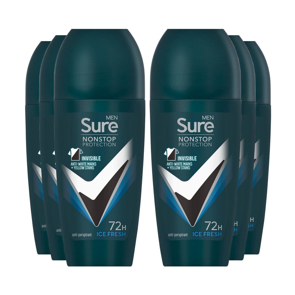 Sure Antiperspirant 72H Nonstop Sweat And Odour Protection Alcohol-Free Roll On With Citrusy, Spicy And Woody Scent Multi Fragrance Deodorant For Men, 50Ml