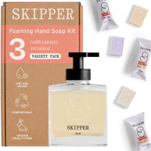 Tirtyl Skipper Handwaschset - 1 Glas Spender + 3 Nachfülltabletten (3x 240 ml Seife) - Verschiedene Düfte