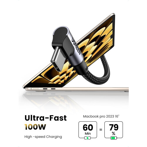 UGREEN USB-C-zu-Winkel-USB-C-Kabel, PD, 100 W, 5 A, 1 m 1