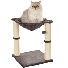 Cat Tree Tower With Scratching Post And Hammock Bed for Indoor Cat - 16 x 20 x 16 Inches, Grey