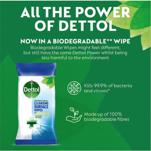 Dettol Anti-Bacterial Biodegradable Large Surface Wipes 110ea 2