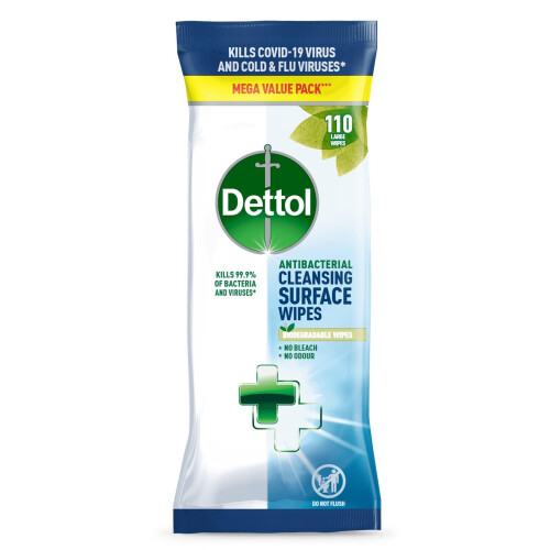 Dettol Anti-Bacterial Biodegradable Large Surface Wipes 110ea