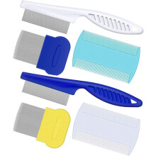 6 Pieces Flea Comb for Cats Dogs Lice Combs Fine Tooth Comb Grooming Set Remove Float Hair Tear Marks Tick Removal Tool,White