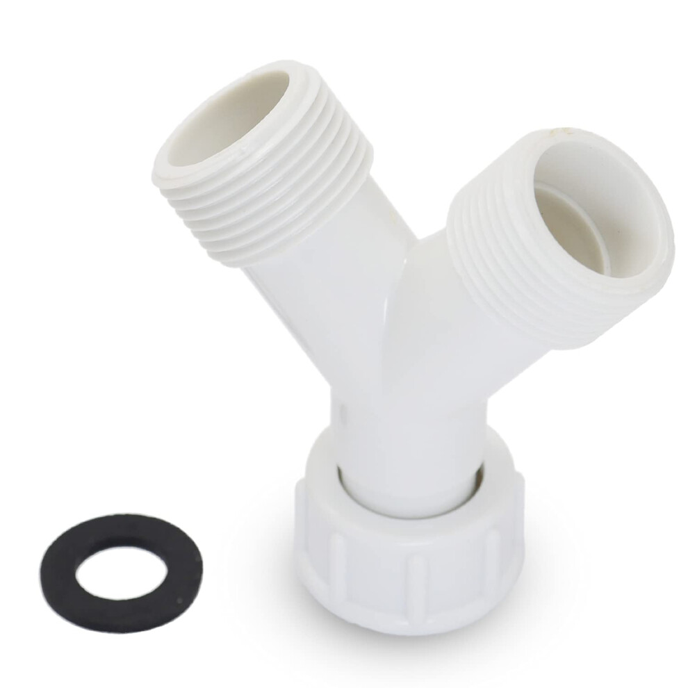 Plastic Appliance Inlet Bsp Hose Y-Piece Splitter Connector, 3/4 Inch Y Shape Splits 1 To 2 Pipe Connector For Washing Machine Dish Washer, White, 1 7422104665177