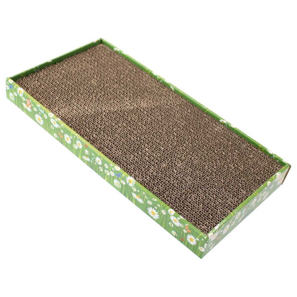 - Cardboard cat scratching post, 2 reversible layers, with non-slip feet, including bag of catnip, Fiori style, 48 x 25 x 5 cm