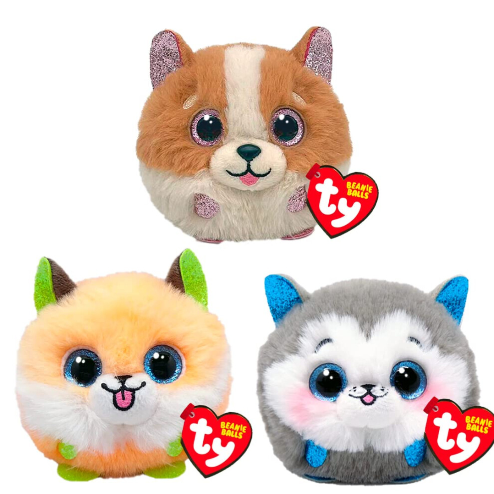 Puffies Soft Plush Toy Multipack | Tanner, Slush, Sherbert | 4-Inch Collectible Cuddly Stuffed Beanie Baby Teddy