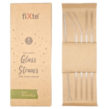 Reusable Glass Drinking Straws with Cleaning Brush Eco Friendly Party Summer Use Birthday Smoothie Milk Shake Clear Water Juice Straw Hot and Cold