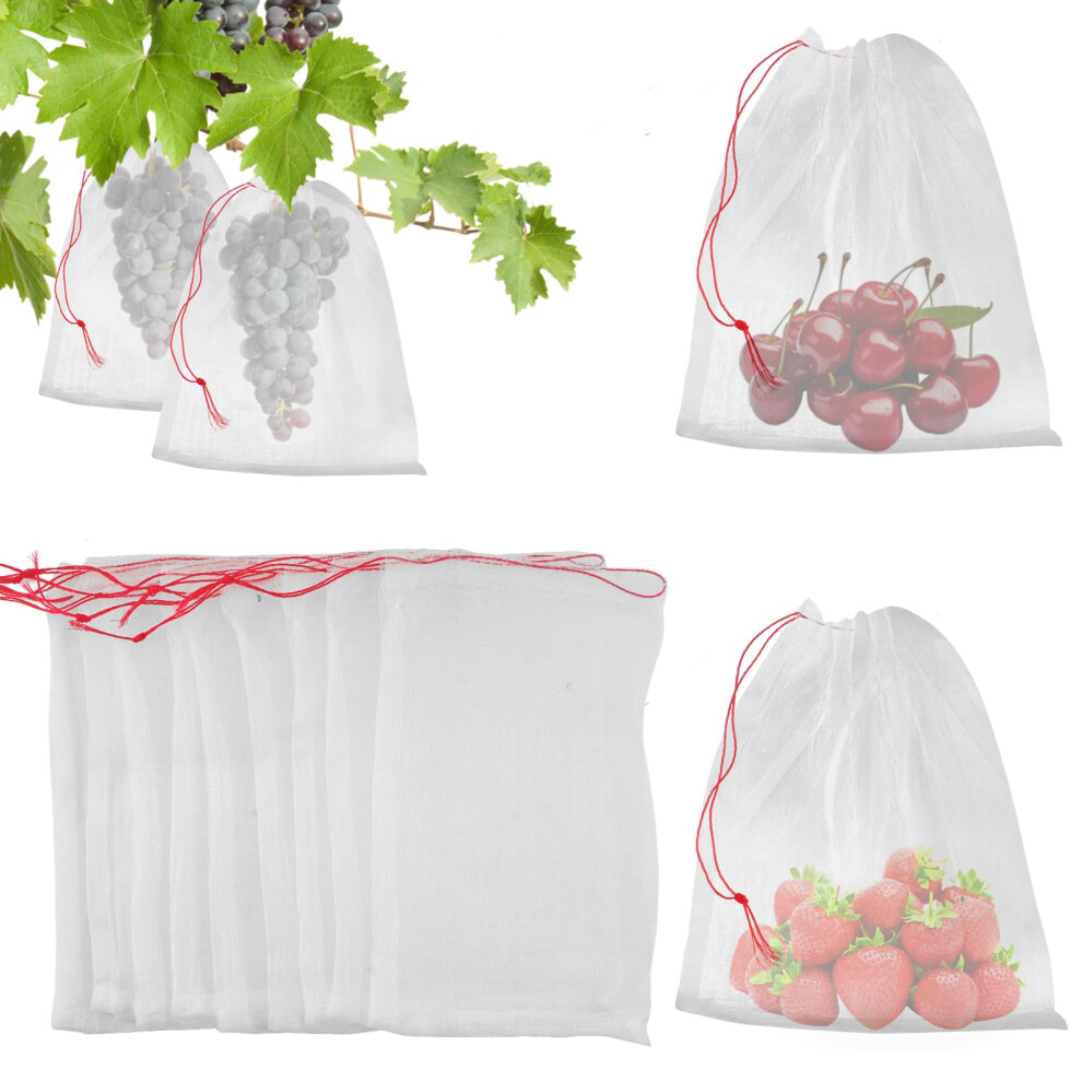 20Pcs Fruit Protection Bags, 15x25cm Garden Plant Protect Mesh Bags Fruit Netting Bags for Strawberry Grape Vegetables, Nylon Insects Mosquito Bug