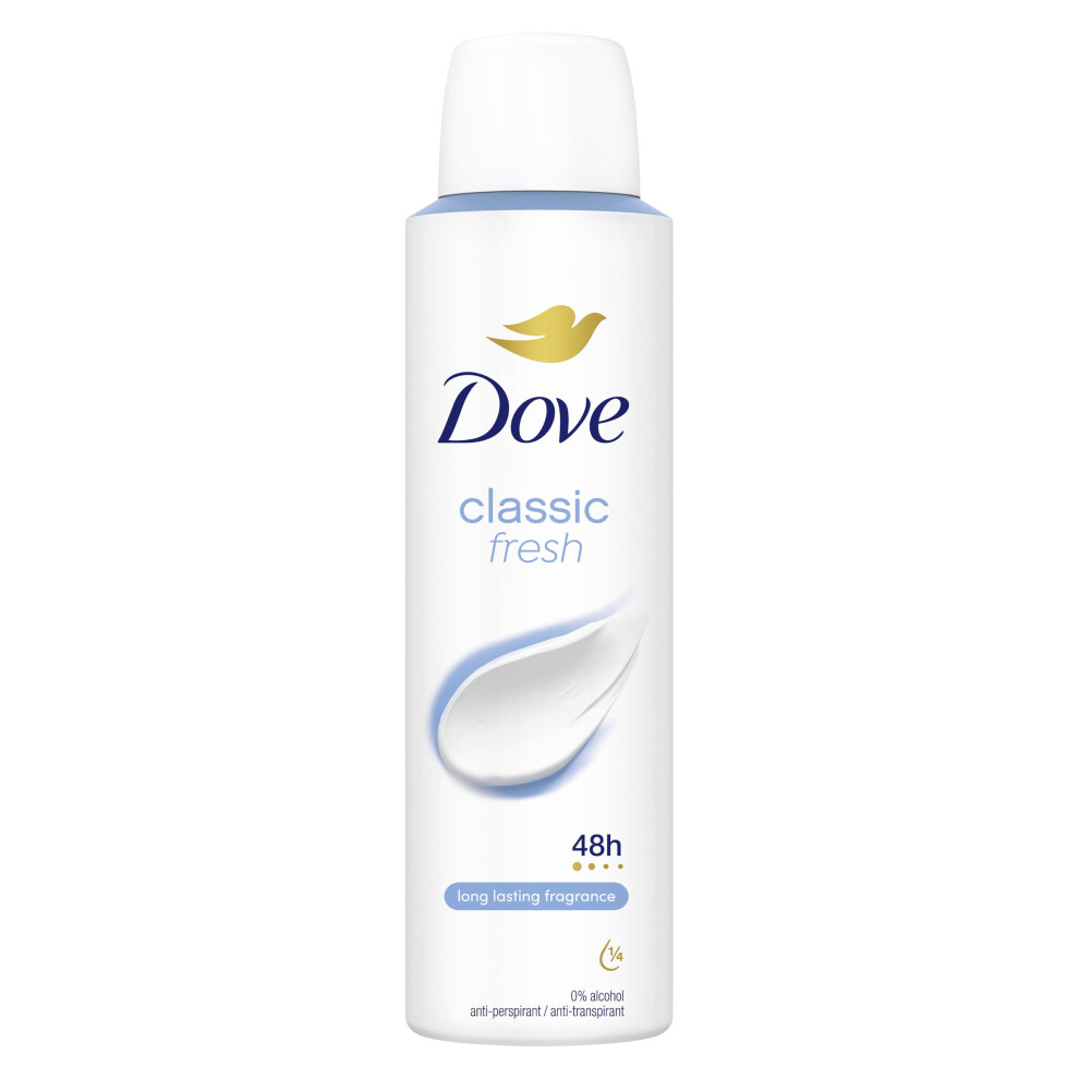 Dove Classic Anti-Perspirant Deodorant Spray With ¼ Moisturising For 48 Hours Of Protection 150 Ml Cream