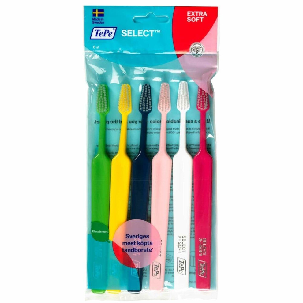 Select Toothbrush, Extra Soft, 6pcs, Easy Plaque Removal with Tapered Brush Heads, Extra Soft Bristle Toothbrush for Gentle Cleaning