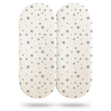 Safe Nights Moses Basket Fitted Sheets Set 100% Jersey Cotton Bassinet Size Pack of Two Plain Grey Star Newborn Easy Care Super Soft for Baby with