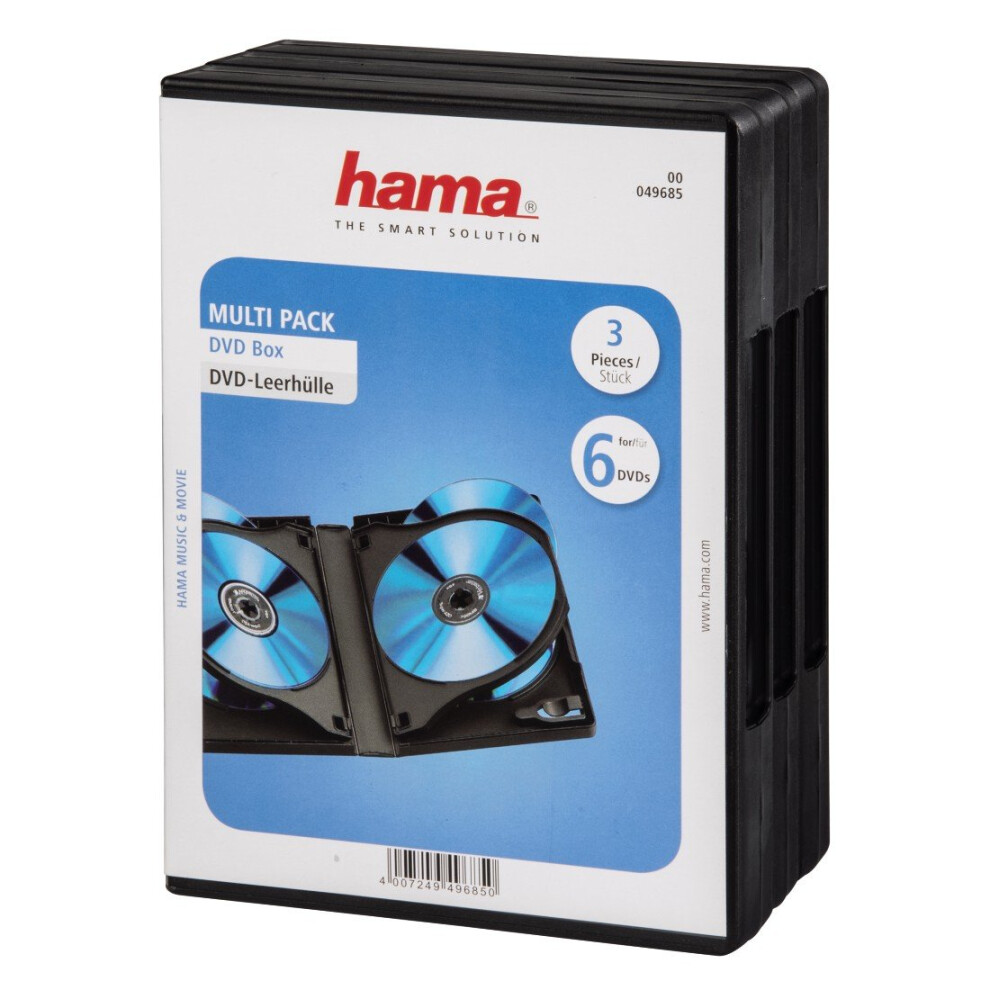 49685 6 Box DVD Jewel Case, pack of 3, black