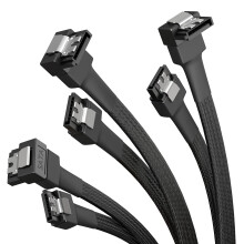 – 3x SATA 3 cables 6Gb/s – 60cm, 90 angled connector (data cable, 6Gbit/s, SATA III/Serial ATA, L connector, set of 3 cables, connects HDDs/SSDs