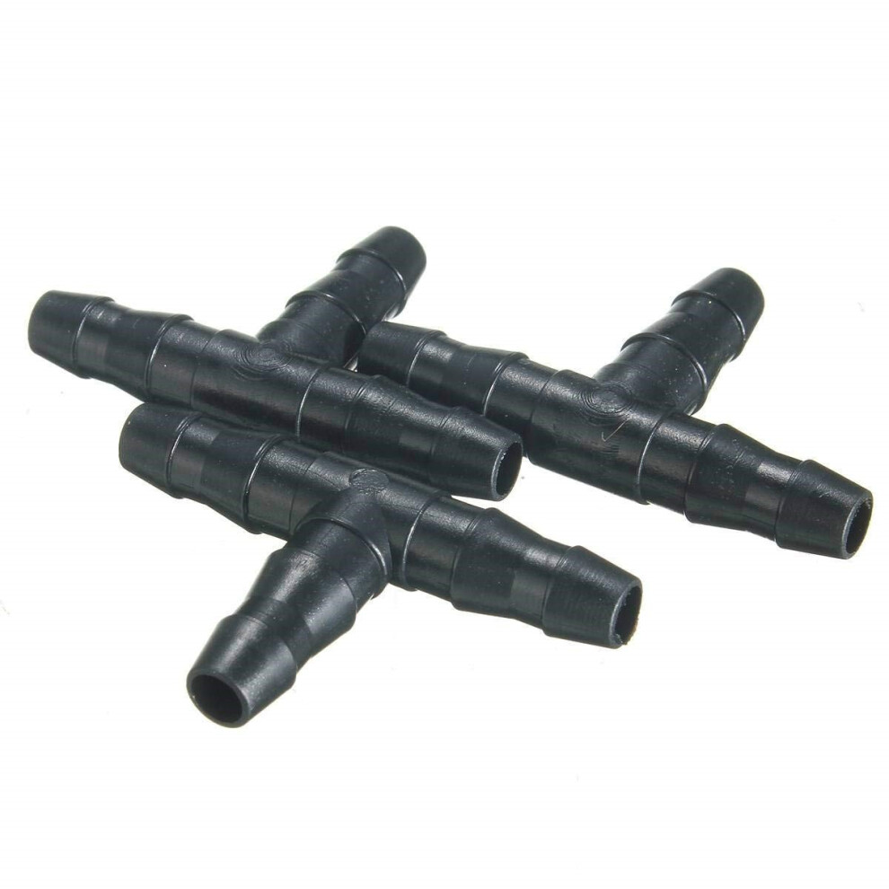 50 PCS Tee Connector Barbed Hydroponic Top Drip Plastic Tee Connectors Tee Garden Hose Tube Connector for Cooling Watering Irrigation System 0.16/0.27