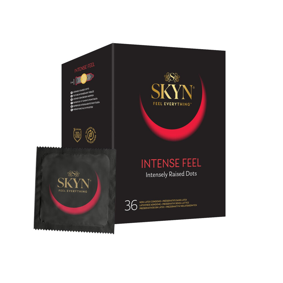 Skyn Intense Feel (Pack Of 36): Intensely Textured Latex Free Condoms For Men, Regular Size Condoms, Skynfeel Technology, Textured Surface, Lubricated,