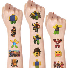 4 Sheets Reblox Temporary Tattoos for Kids, Video Game Birthday Party Supplies Video Game Party Favors for Boys Girls Kids Birthday Decorations