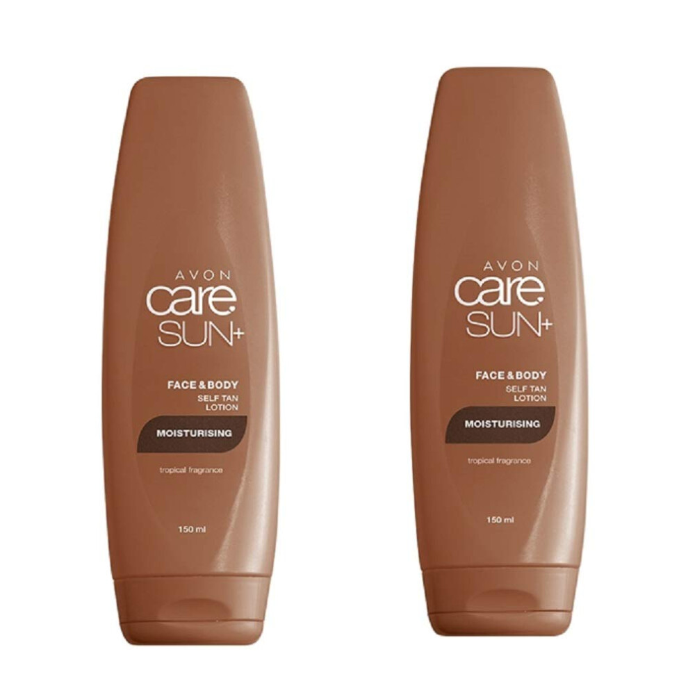 Pack of 2 Avon Care sun+ moisturising face and body self-tan lotion with tropical fragrance â 2 x 150ml