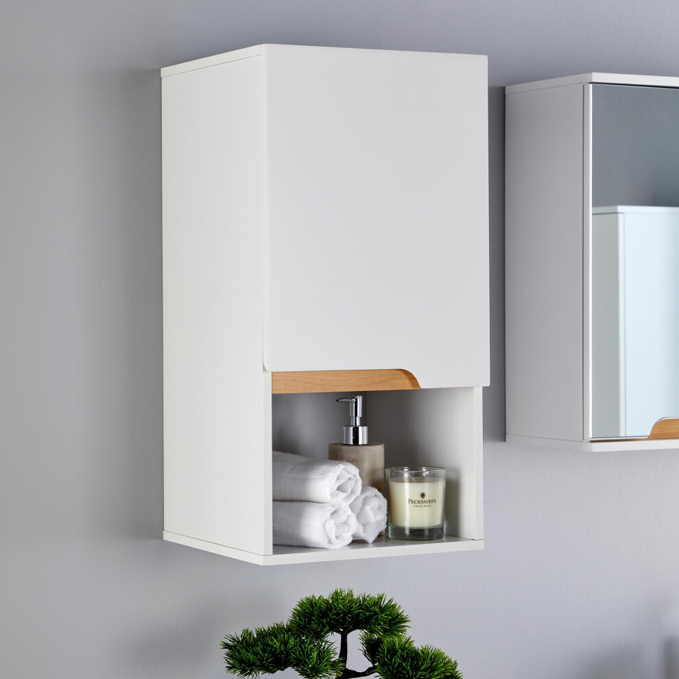 (Wall White - 1 Door) Bathroom Floor / Wall Mounted Cabinet Vanity Unit