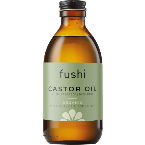 (250 ml (Pack of 1)) Fushi Organic Castor Oil 250ml Glass Bottle 100% Pure Cold & Fresh-Pressed For Dry Skin & Hair Growth
