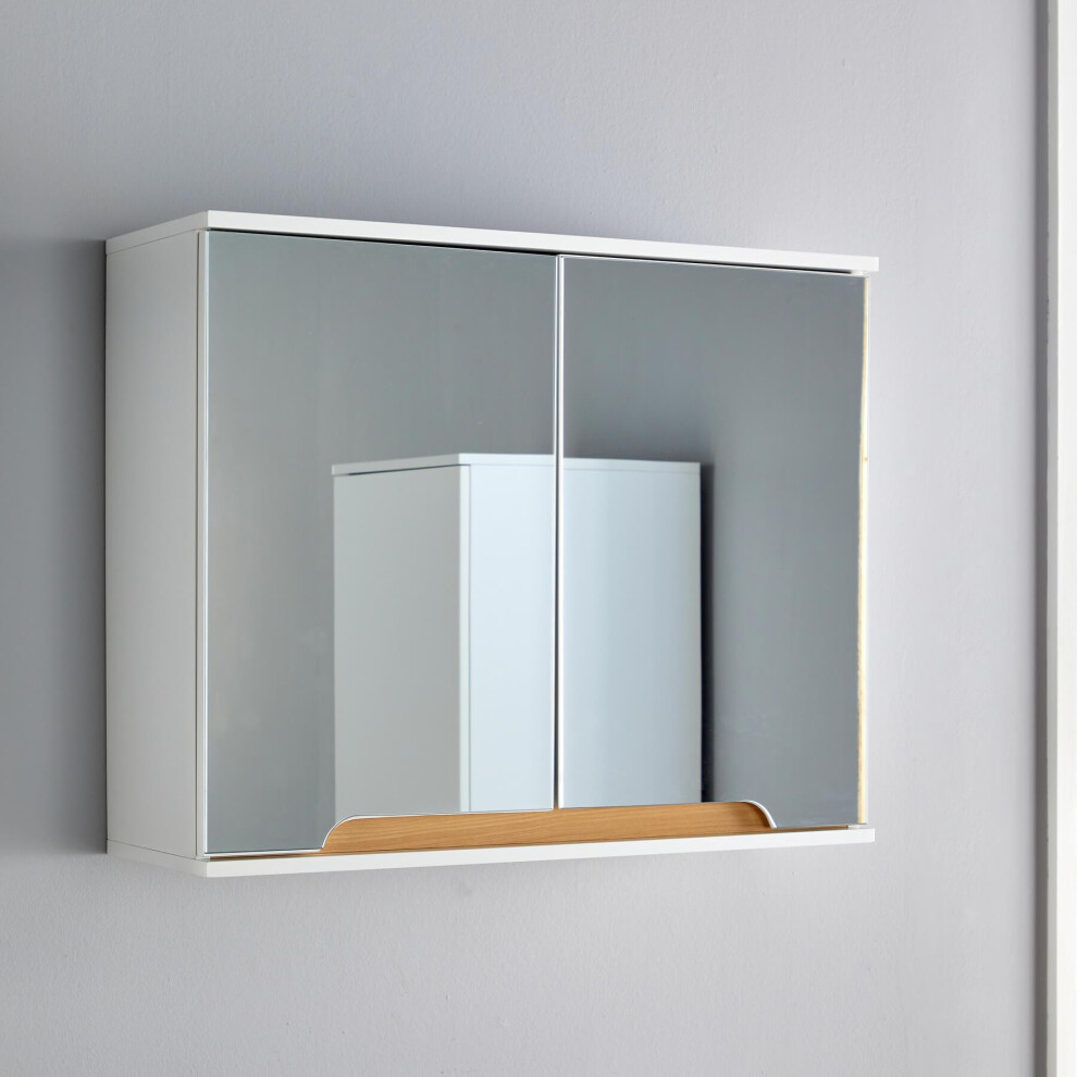(Wall Mirror - 2 Door) Bathroom Floor / Wall Mounted Cabinet Vanity Unit