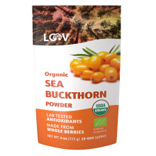Organic Sea Buckthorn Powder, High in Fibre, Made from 100% Whole Berries, 113 g, Grown in Nordic Climate, Rich in Omega Blend, Vitamin C, Vitamin E,
