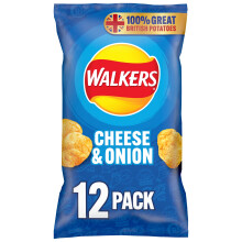 Cheese and Onion Vegetarian Multipack Crisps, Ideal for Lunch and Snacking 12x25 g