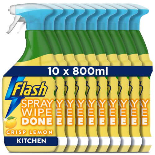 Flash Spray Wipe Done Bright Crisp Lemon Cleaning Spray 10x800ml