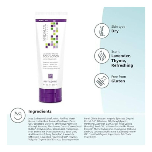 Lavender Thyme Refreshing Body Lotion, 8 Ounce 1