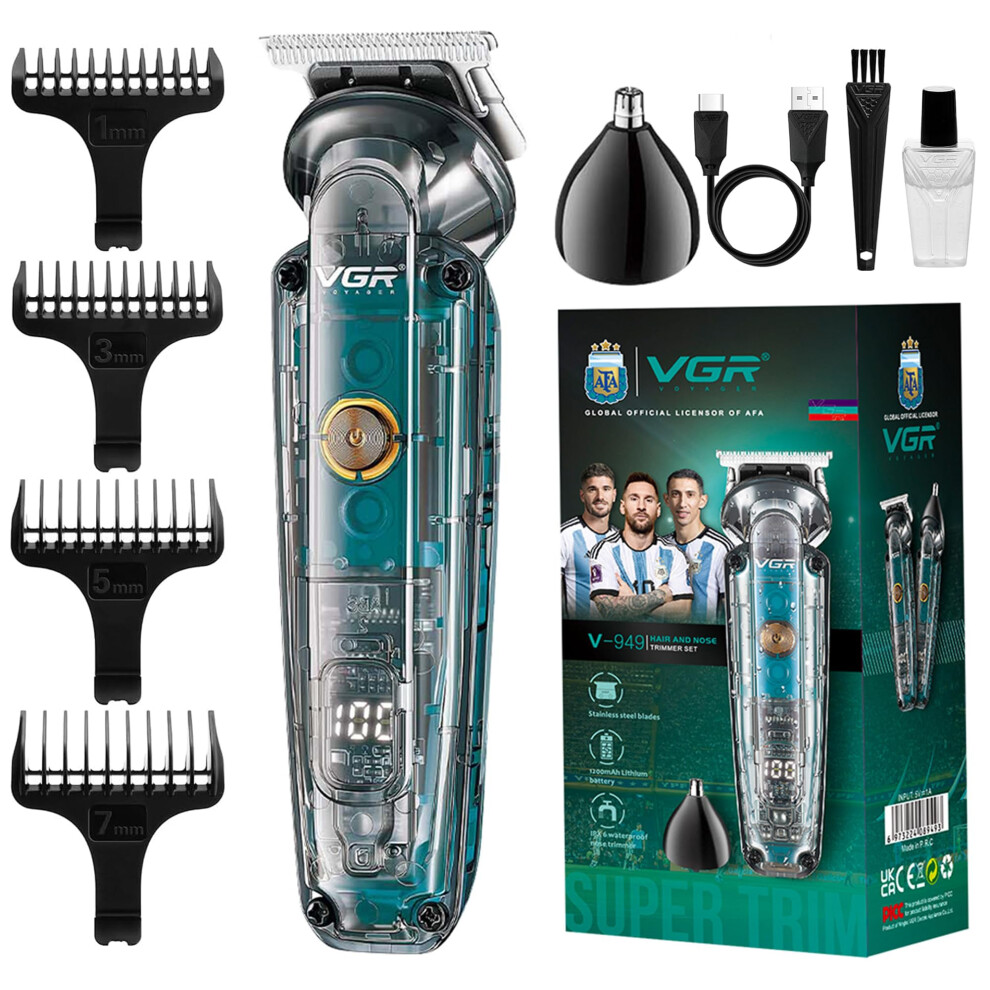 VGR Beard Trimmer Men Rechargeable Waterproof Cordless Shaver Kit Face Grooming - Image 2