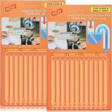 Drain Cleaner Sticks (24-Pack) - Unblocker & Deodorizer for Kitchen & Bathroom Drains, Keeps Pipes Clear (Orange)