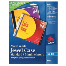 Avery 8693 Inkjet CD/DVD Jewel Case Einleger, Mattweiß, 20 Stück