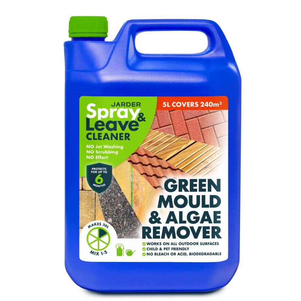 Jarder 5 Litre Concentrate Spray & Leave Cleaner - Patio Fencing Decking - Mould & Algae Killer Green