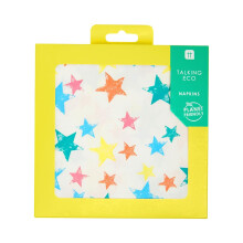Pack of 20 Colourful Star Paper Napkins Serviettes, Disposable Tableware, Home Recyclable, Eco-Friendly Party Supplies,33cm x 33cm, Starnapkins
