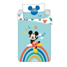 JFabrics Disney Mickey Mouse Baby Cot Duvet and Pillow Set | Boys Toddler Bedding sets | Made From 100% Cotton, Blue, 100 x 135 CM + Pillowcase 60 x