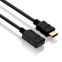 X-HC005-XXXE high speed HDMI extension cable with Ethernet, HDMI-A plug (19-pin) to HDMI-A female connector (19-pin), gold-plated contacts, in black
